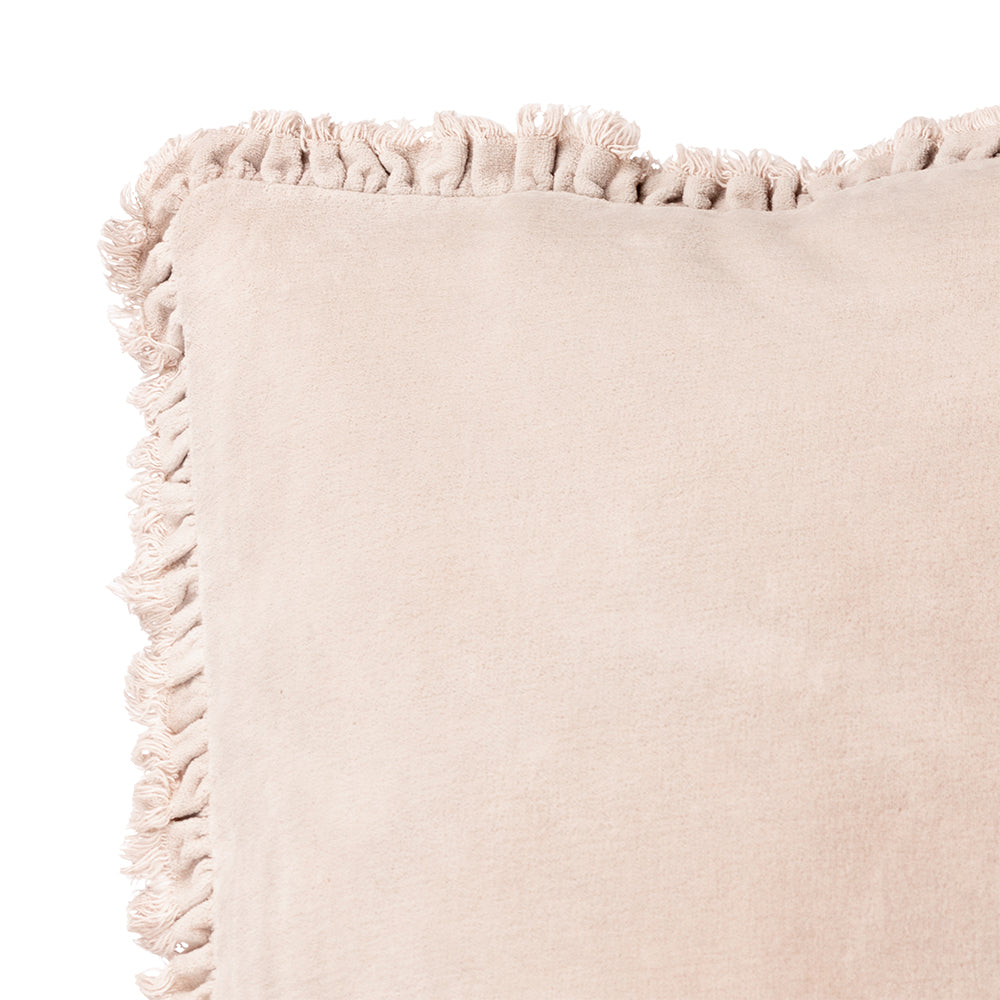 Bertie Washed Cotton Velvet Cushion Natural