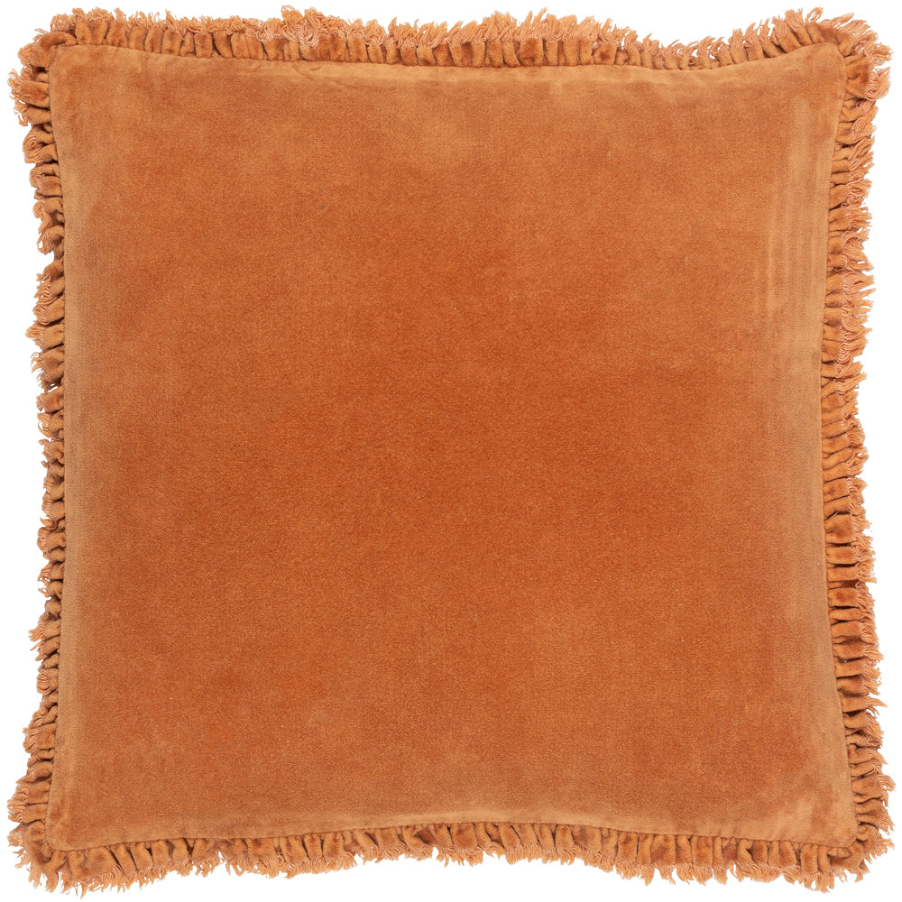 Bertie Washed Cotton Velvet Cushion Rust