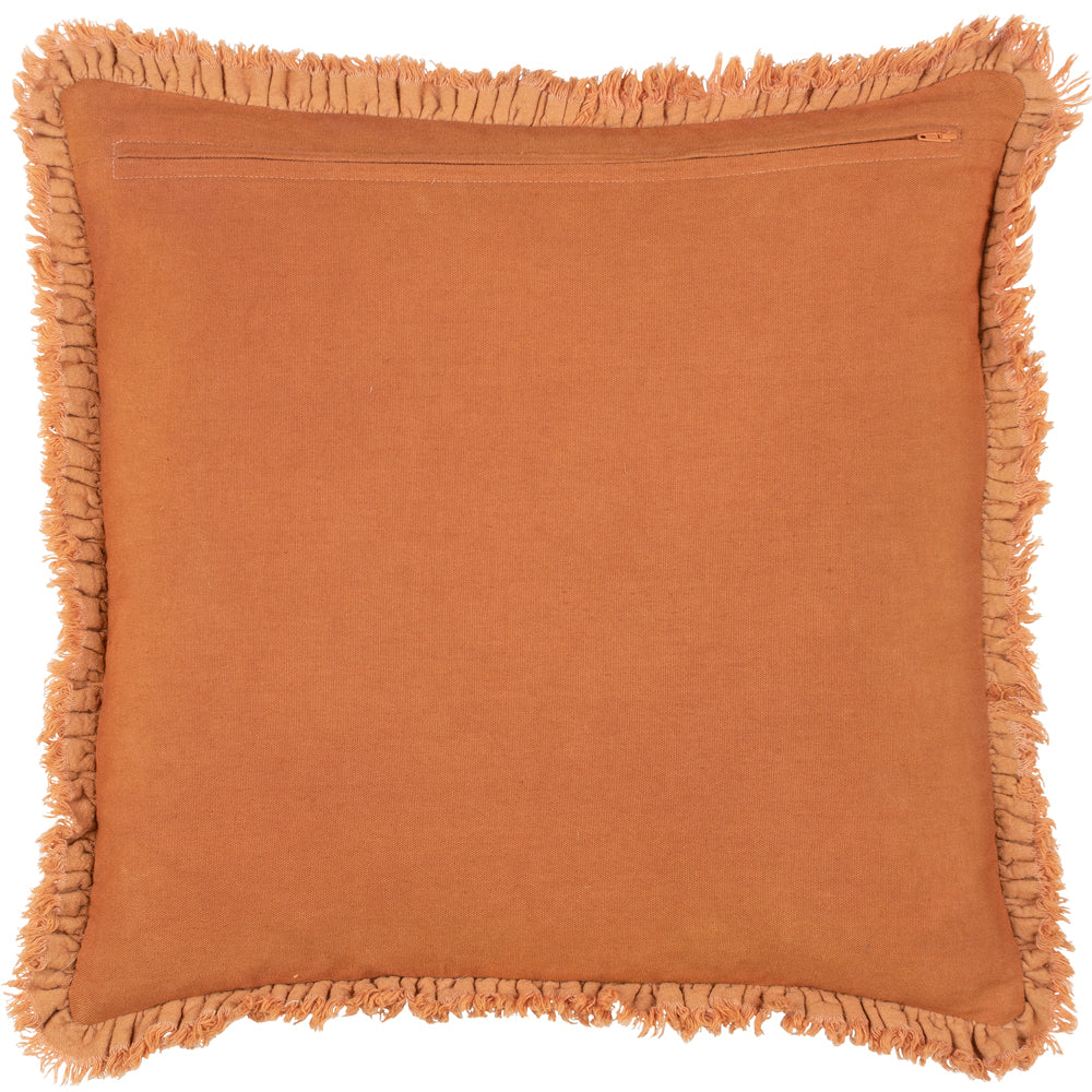 Bertie Washed Cotton Velvet Cushion Rust