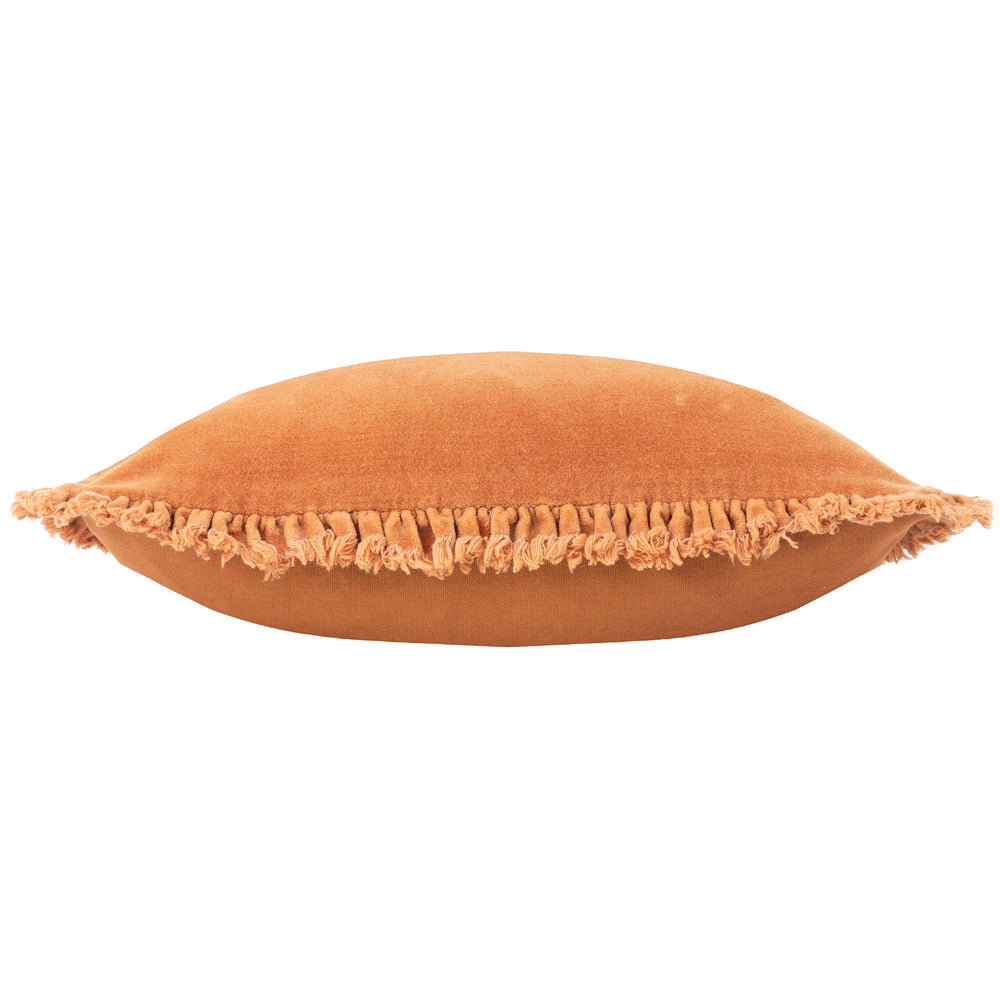 Bertie Washed Cotton Velvet Cushion Rust