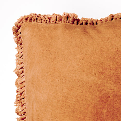 Plain Red Cushions - Bertie Washed Cotton Velvet Cushion Cover Rust Yard
