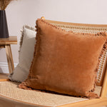 Yard Bertie Washed Cotton Velvet Cushion Cover in Rust