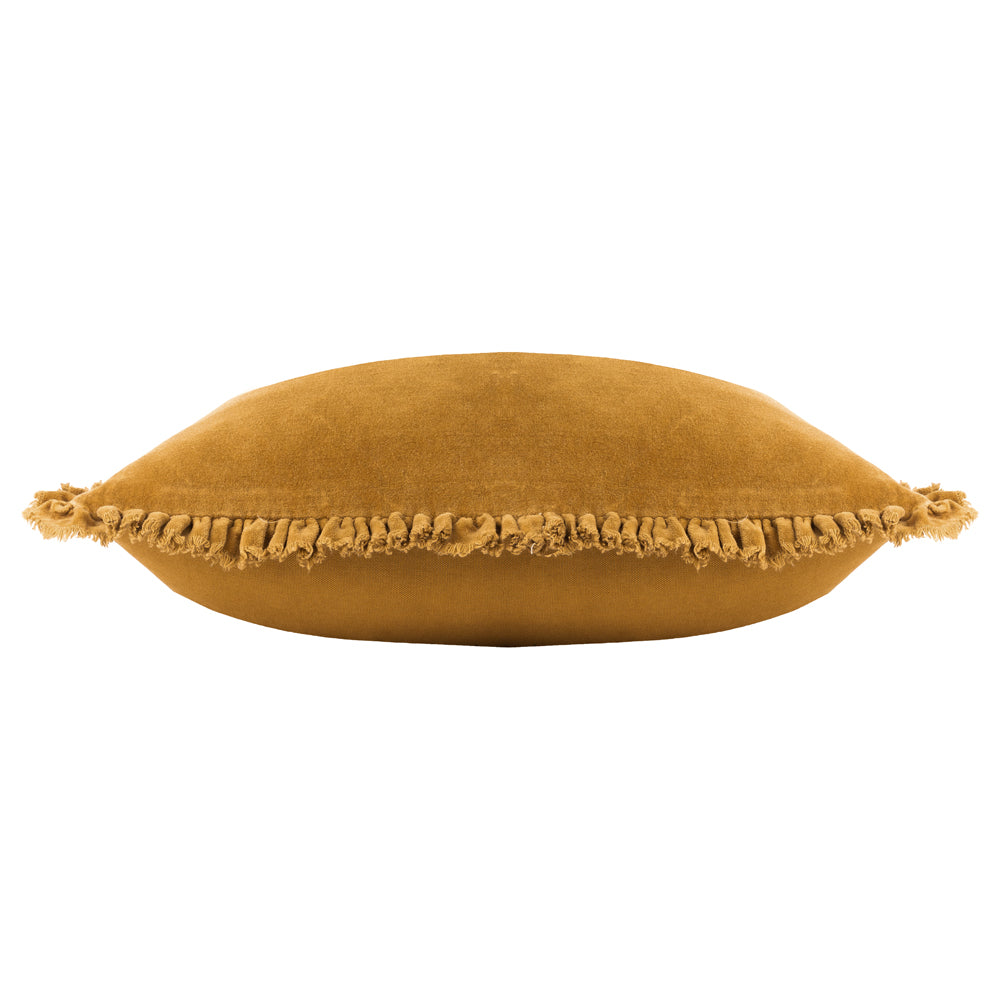 Bertie Washed Cotton Velvet Cushion Saffron