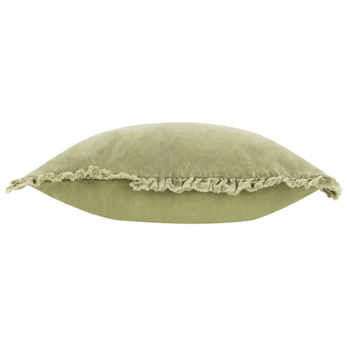 Plain Green Cushions - Bertie Washed Cotton Velvet Cushion Cover Sage Yard