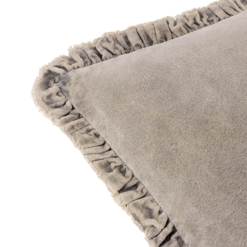 Plain Beige Cushions - Bertie Washed Cotton Velvet Cushion Cover Taupe Yard