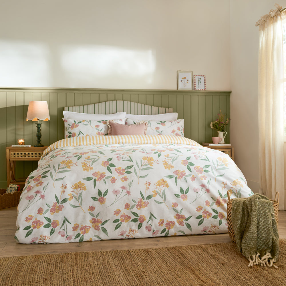 Floral Yellow Bedding - Betsie Printed Reversible Duvet Cover Set Yellow Wylder