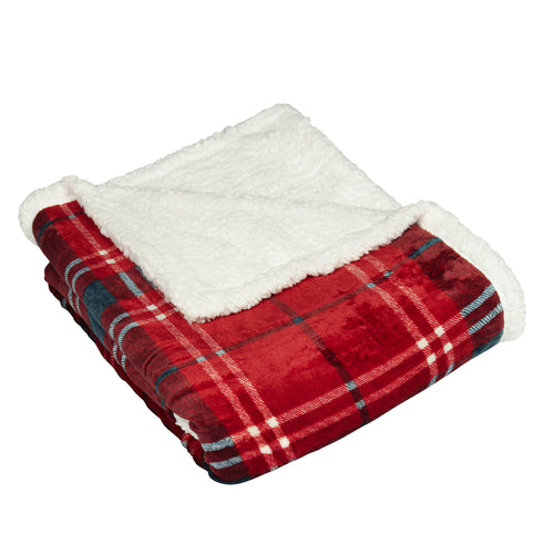 Check Red Throws - Blake Check Fleece Throw Red furn. 