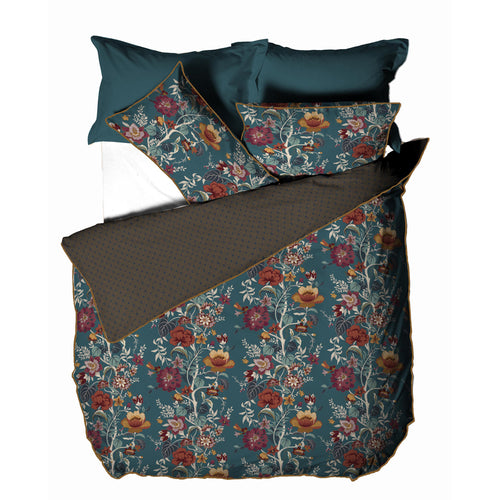 Floral Blue Bedding - Bloom  Floral 100% Cotton Duvet Cover Set Teal Paoletti