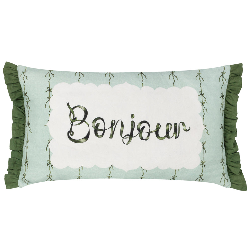 Bonjour Printed Cushion Mint