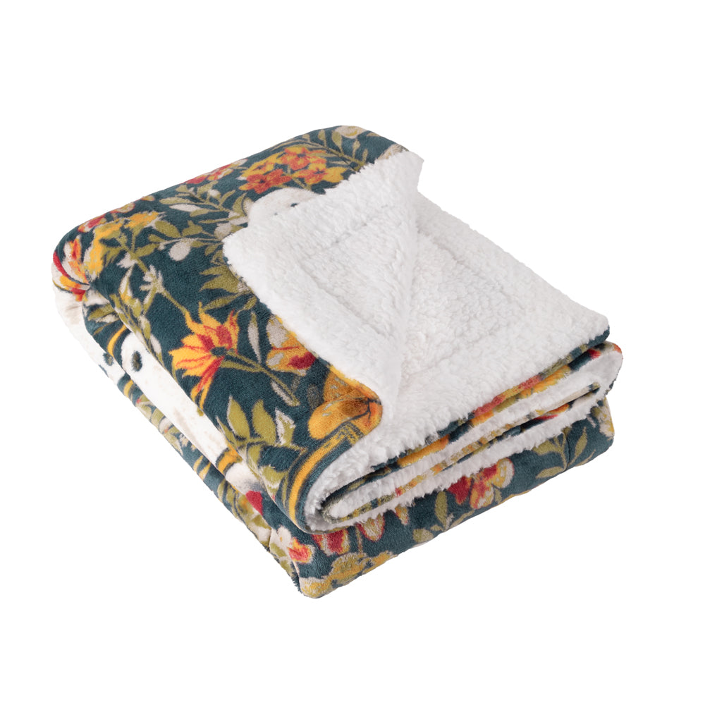 Bootanical Sherpa Fleece Throw Multicolour