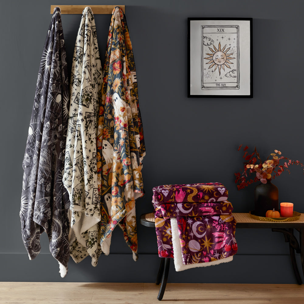Bootanical Sherpa Fleece Throw Multicolour