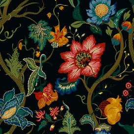 Paoletti Botanist Black Floral Fabric Sample in Default
