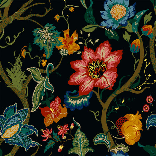 Paoletti Botanist Black Floral Fabric Sample in Default