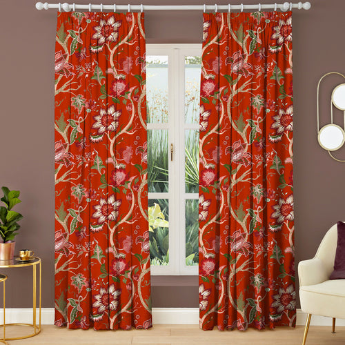 Floral Red M2M - Botanist Russet Floral Made to Measure Curtains Paoletti