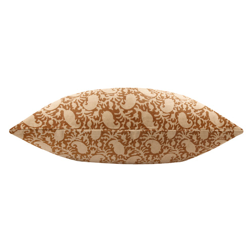 Global Orange Cushions - Boteh Printed Velvet Cushion Cover Bronze/Natural Paoletti - Seventy Three