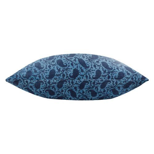 Global Blue Cushions - Boteh Printed Velvet Cushion Cover True Blue/Navy Paoletti - Seventy Three