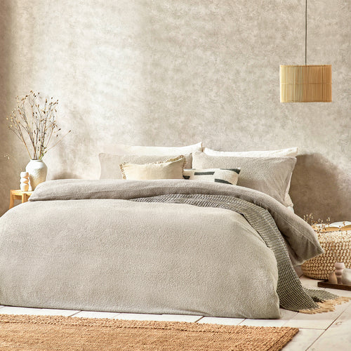 Plain Grey Bedding - Boucle  Duvet Cover Set Greige Yard