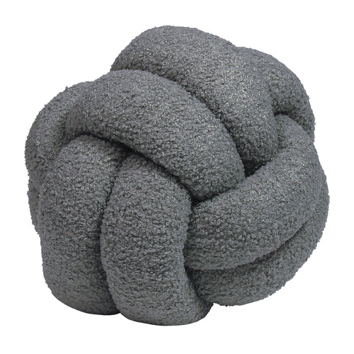 Plain Grey Cushions - Boucle Knot Fleece Ready Filled Cushion Charcoal furn.
