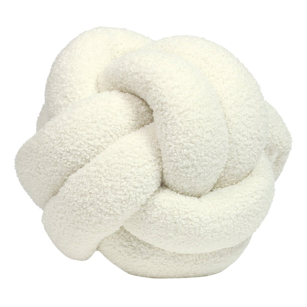 Plain Beige Cushions - Boucle Knot Fleece Ready Filled Cushion Ecru furn.