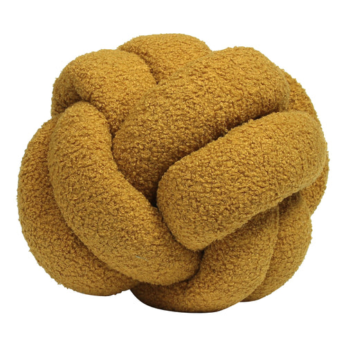 Plain Yellow Cushions - Boucle Knot Fleece Ready Filled Cushion Saffron furn.