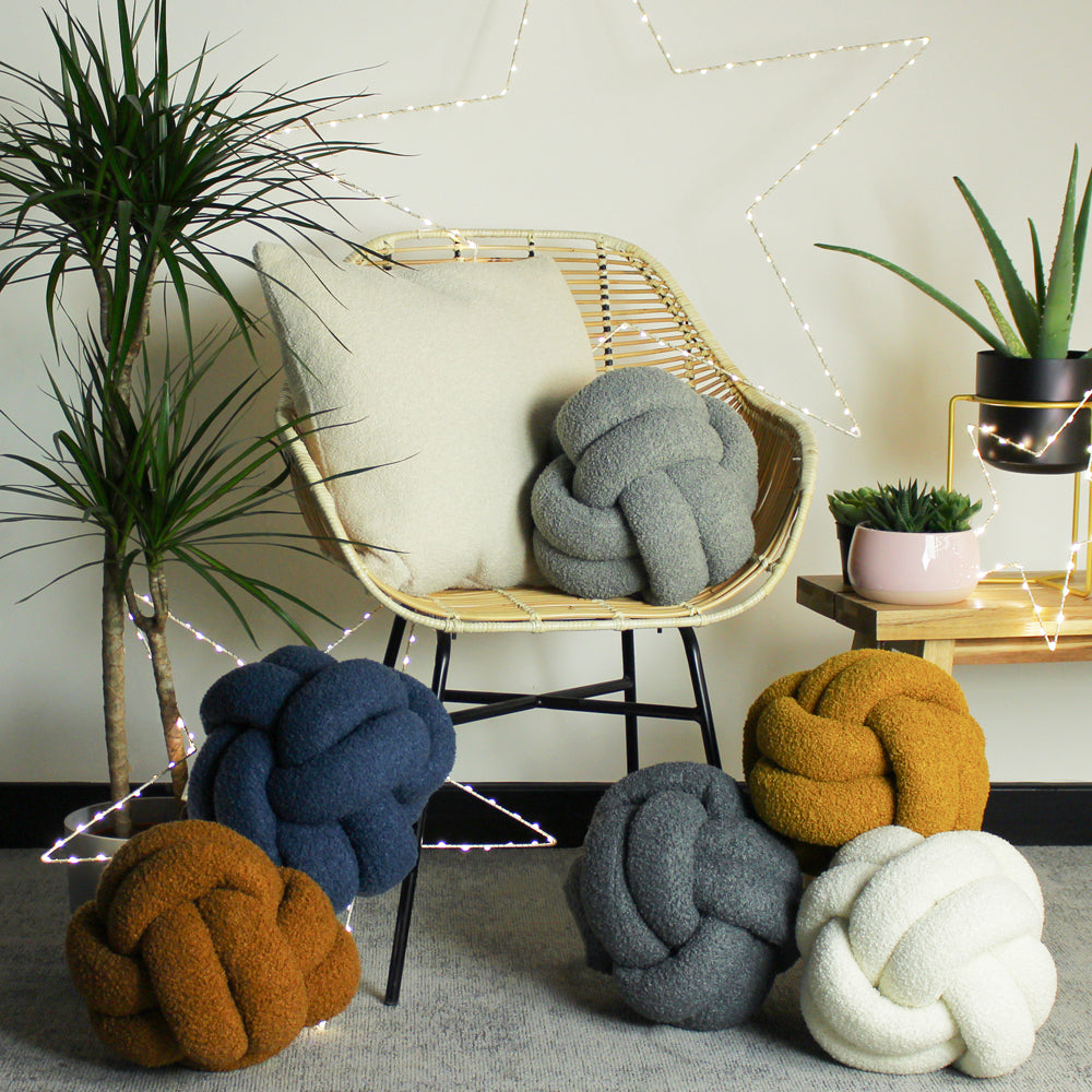 Boucle Knot Fleece Cushion Silver