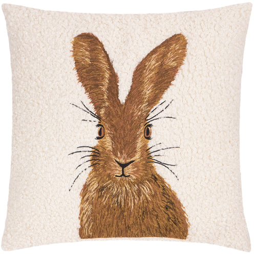 Boucle Hare Embroidered Cushion Natural