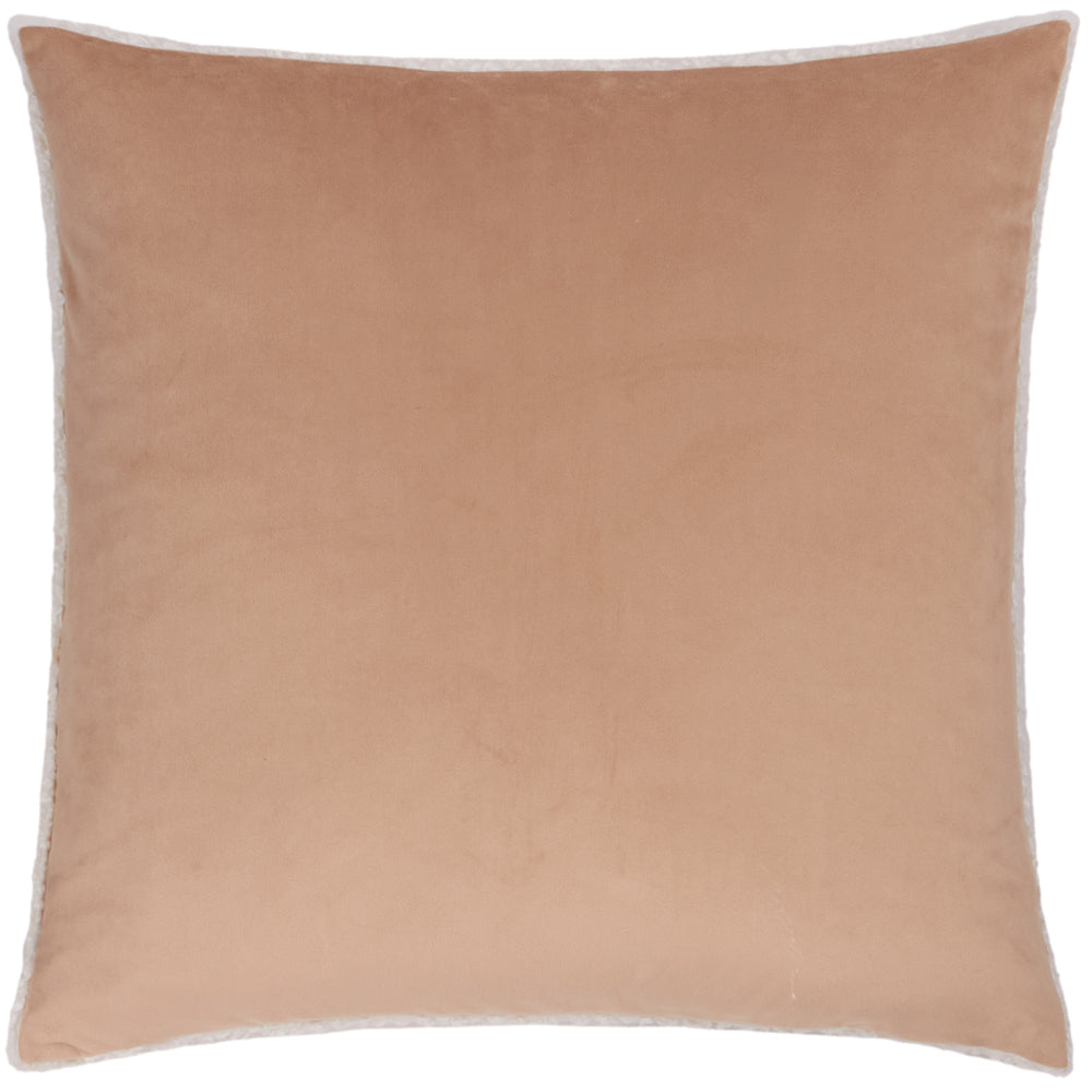 Boucle Highland Cow Embroidered Cushion Natural