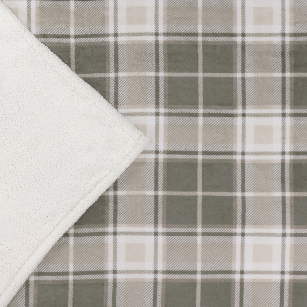 Braemar Check Sherpa Fleece Throw Green/Natural