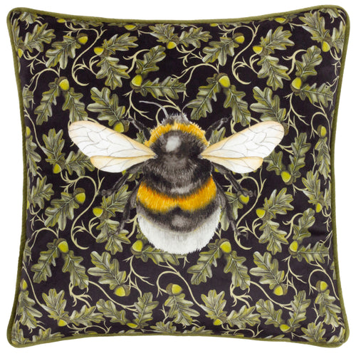 Animal Black Cushions - Braywick Orville Bee Printed Velvet Cushion Cover Bee Wylder