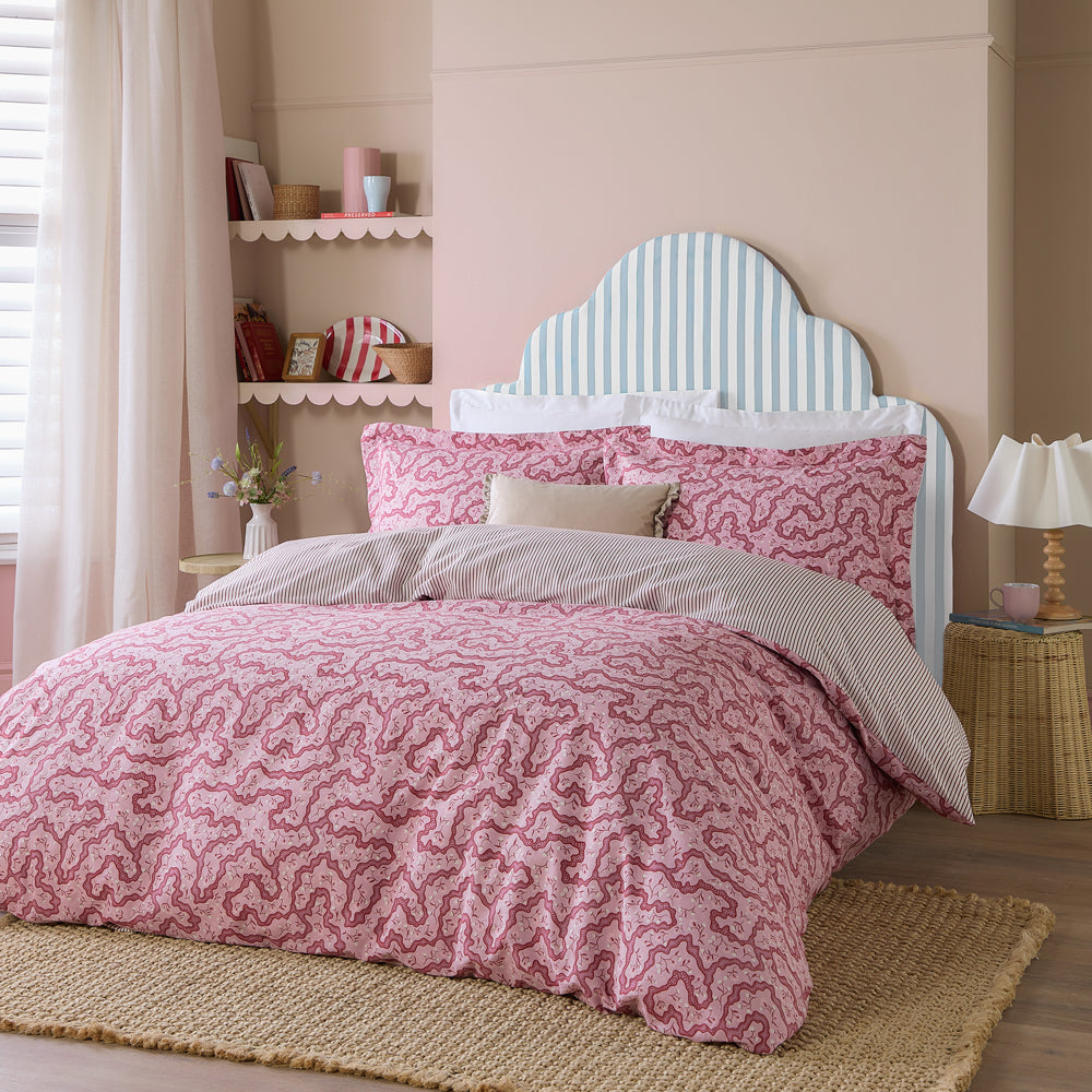 Floral Pink Bedding  - Brianna Floral 100% Cotton Duvet Cover Set Cherry Wylder