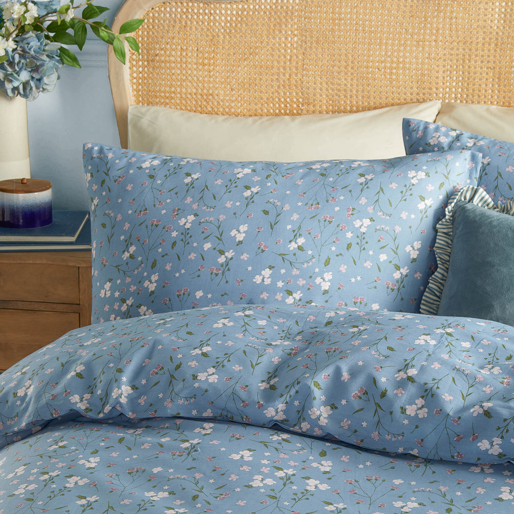 Bronte Printed Floral Duvet Cover Set Bluebell