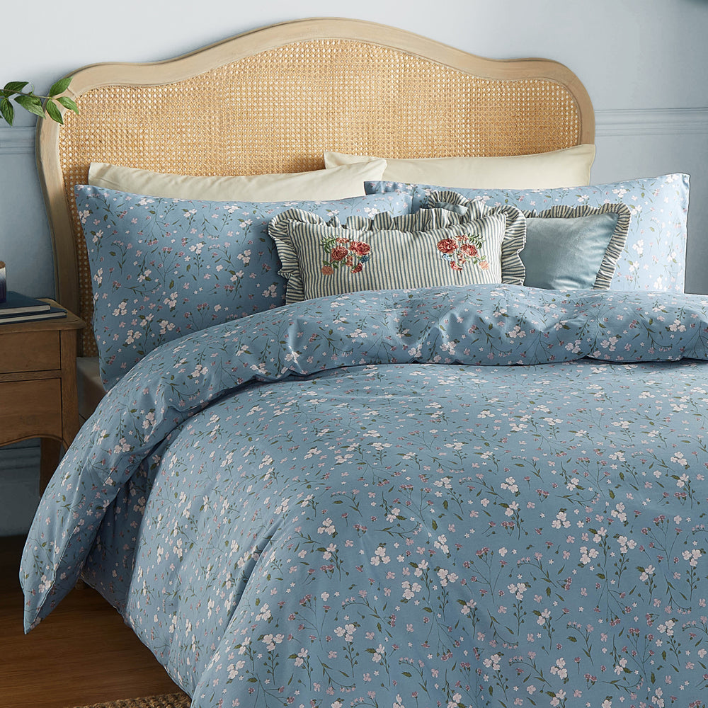 Bronte Printed Floral Duvet Cover Set Bluebell