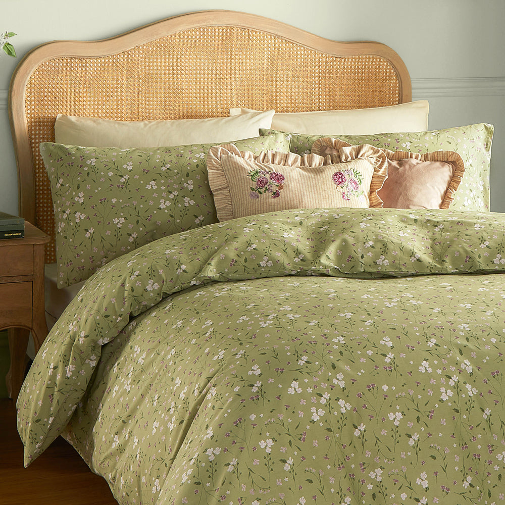 Bronte Printed Floral Duvet Cover Set Sage