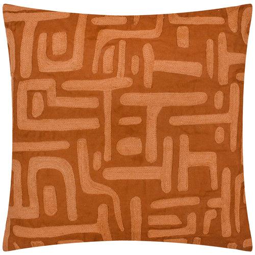 Abstract Orange Cushions - Brooke Embroidered Cotton Cushion Cover Copper HÖEM