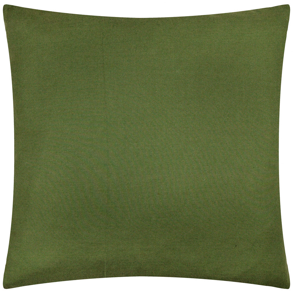 Brooke Embroidered Cotton Cushion Ivy Green