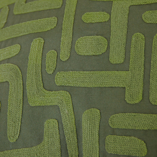 Abstract Green Cushions - Brooke Embroidered Cotton Cushion Cover Ivy Green HÖEM