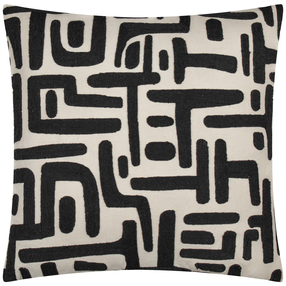 Brooke Embroidered Cotton Cushion Mono
