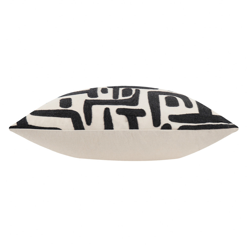 Brooke Embroidered Cotton Cushion Mono