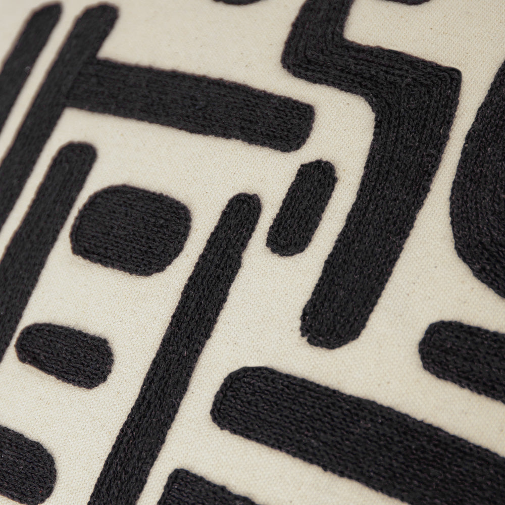 Brooke Embroidered Cotton Cushion Mono