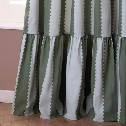 Birdie Stripe Fully Lined Ruffle Pencil Pleat Curtains Bay Green/Mist