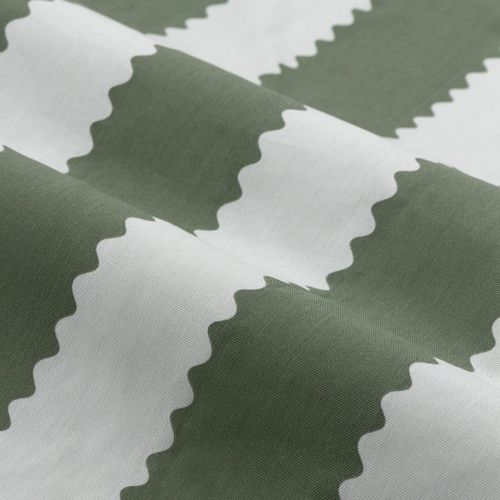 Birdie Stripe Fully Lined Ruffle Pencil Pleat Curtains Bay Green/Mist