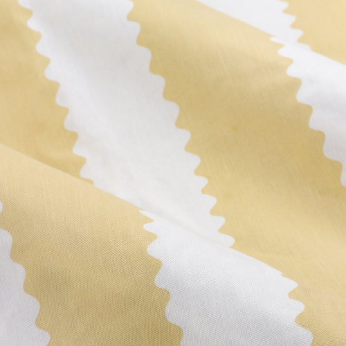 Birdie Stripe Fully Lined Ruffle Pencil Pleat Curtains Butter Yellow