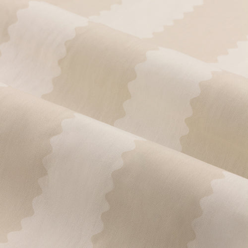 Birdie Stripe Fully Lined Ruffle Pencil Pleat Curtains Oat/Milk