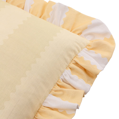 Birdie Stripe Ruffle Cushion Butter Yellow