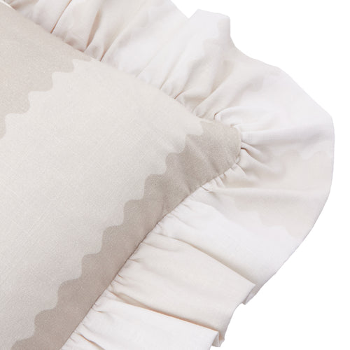 Birdie Stripe Ruffle Cushion Oat/Milk