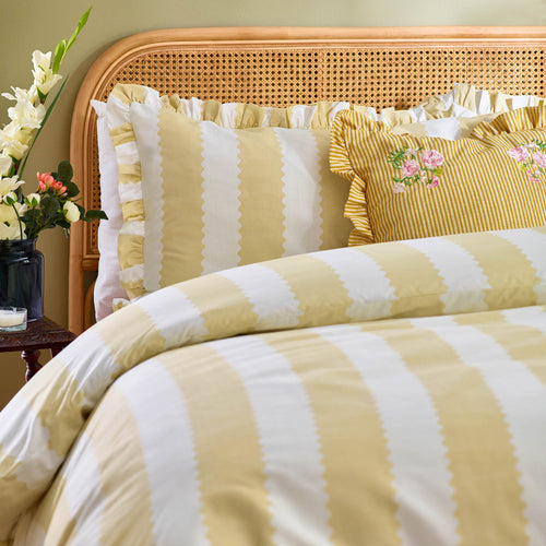 Striped Yellow Bedding - Birdie Stripe Ruffle Duvet Cover Set Butter Yellow Wylder Nature