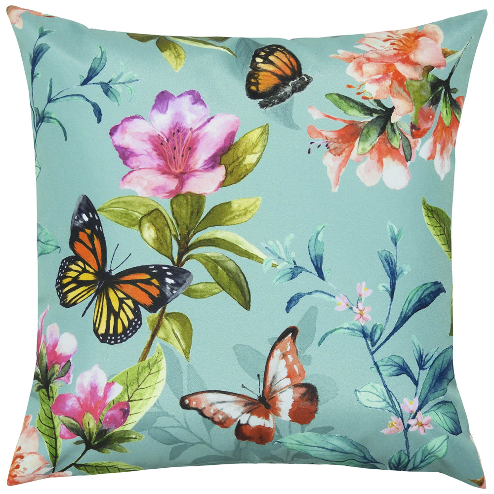 Butterfly Blue Outdoor Cushion Cover Duck Egg Cushions Evans Lichfield furn