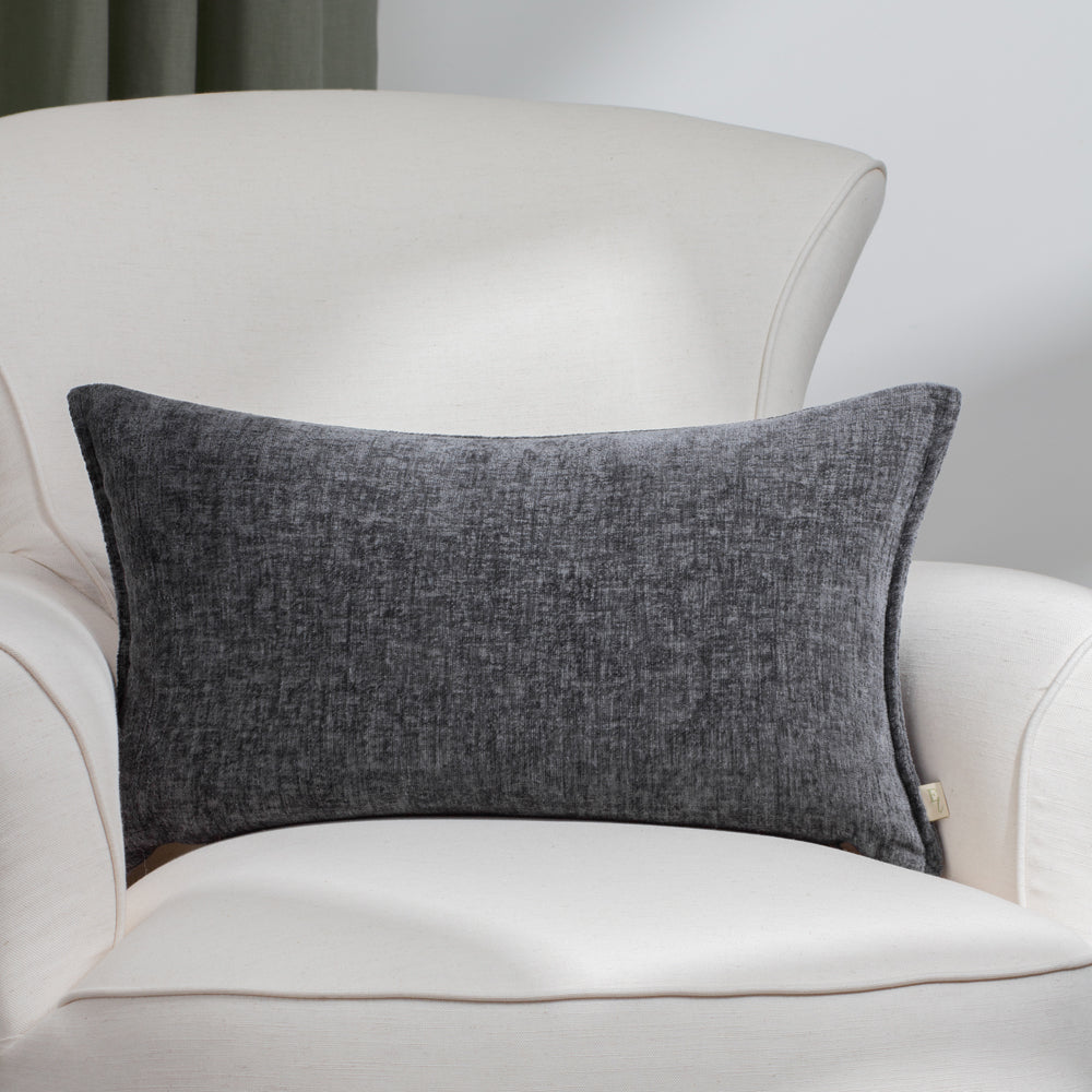 Plain Grey Cushions - Buxton Rectangular Cushion Cover Charcoal Evans Lichfield