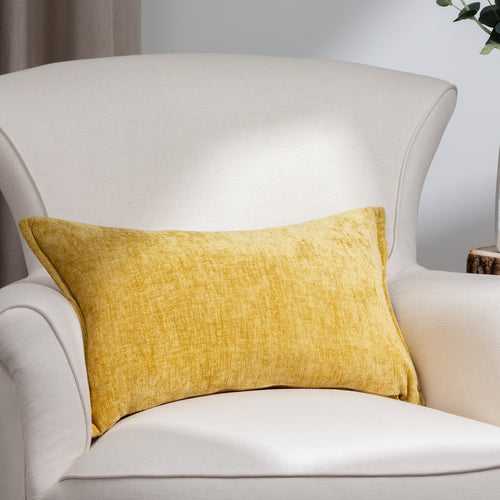 Plain Yellow Cushions - Buxton Rectangular Cushion Cover Ochre Evans Lichfield