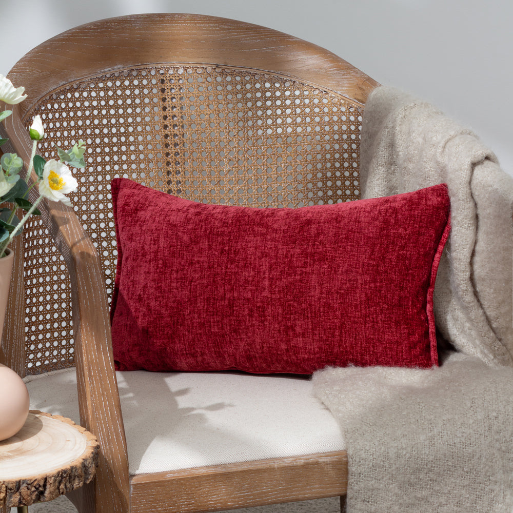 Plain Red Cushions - Buxton Rectangular Cushion Cover Red Evans Lichfield